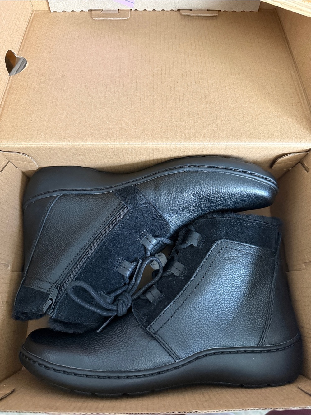 Clarks Cora Chai Black Leather Ankle Boots
